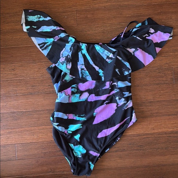 sugar and jade Other - Kids Swim One Piece - Black with Purple and Blue Accents